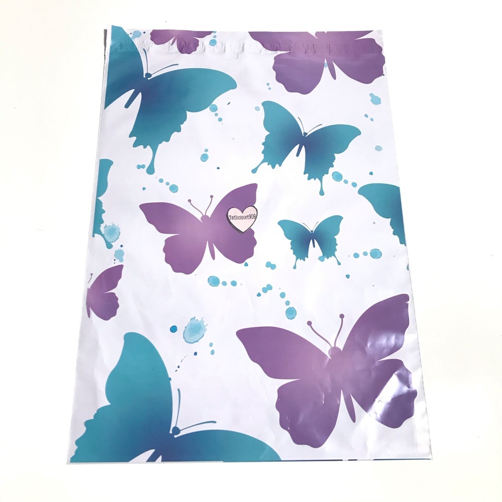 25 white purple blue butterflies polymailers 6x9